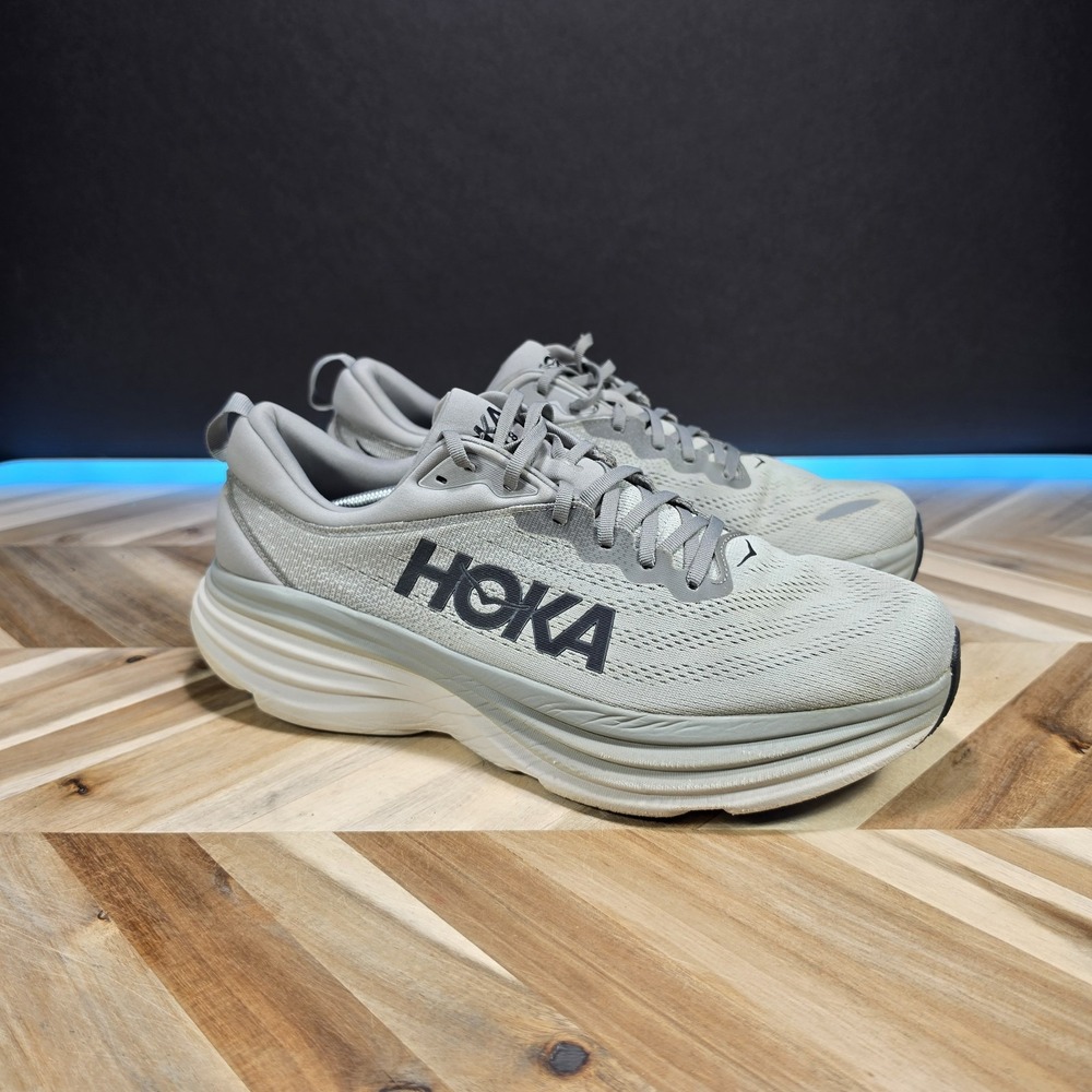HOKA Bondi 8 Men's 14 D Harbor Mist Sharkskin 1123202 SHMS Gray Running Shoes